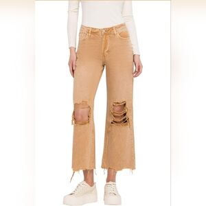 Vervet Flying By Monkey Leslie High Rise 90s Distressed Crop Flare Jeans